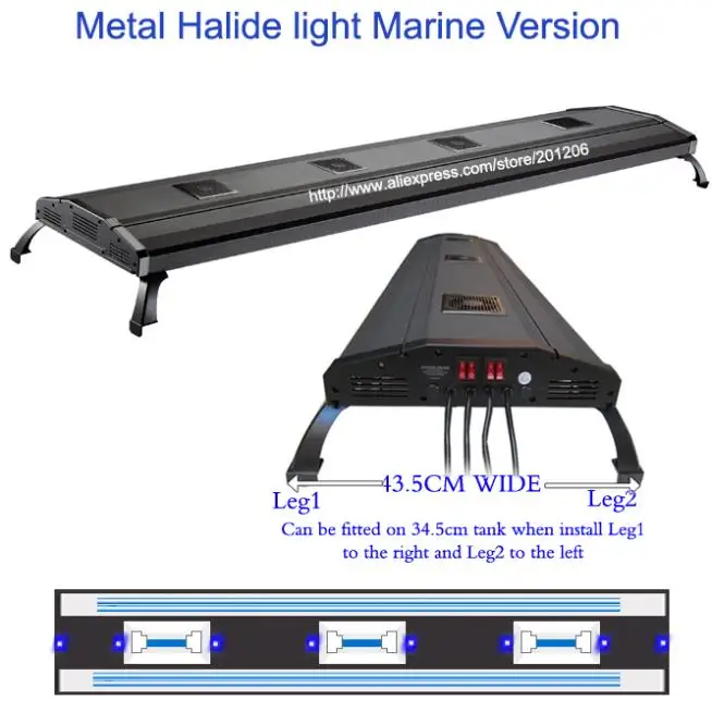 60 "Metal Halide HQI + T5 770W / 1070W Mořský korál sps rostlina sladkovodní Akvárium Aquatic Pet Fish tank Světelný lampa Svítidlo