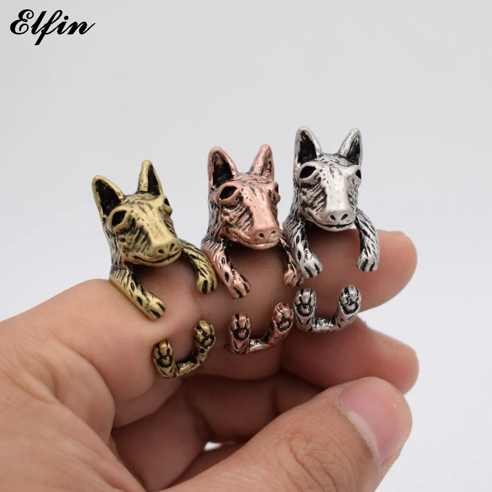 Модное винтажное регулируемое кольцо Elfin с рисунком Бультерьера мужские модные