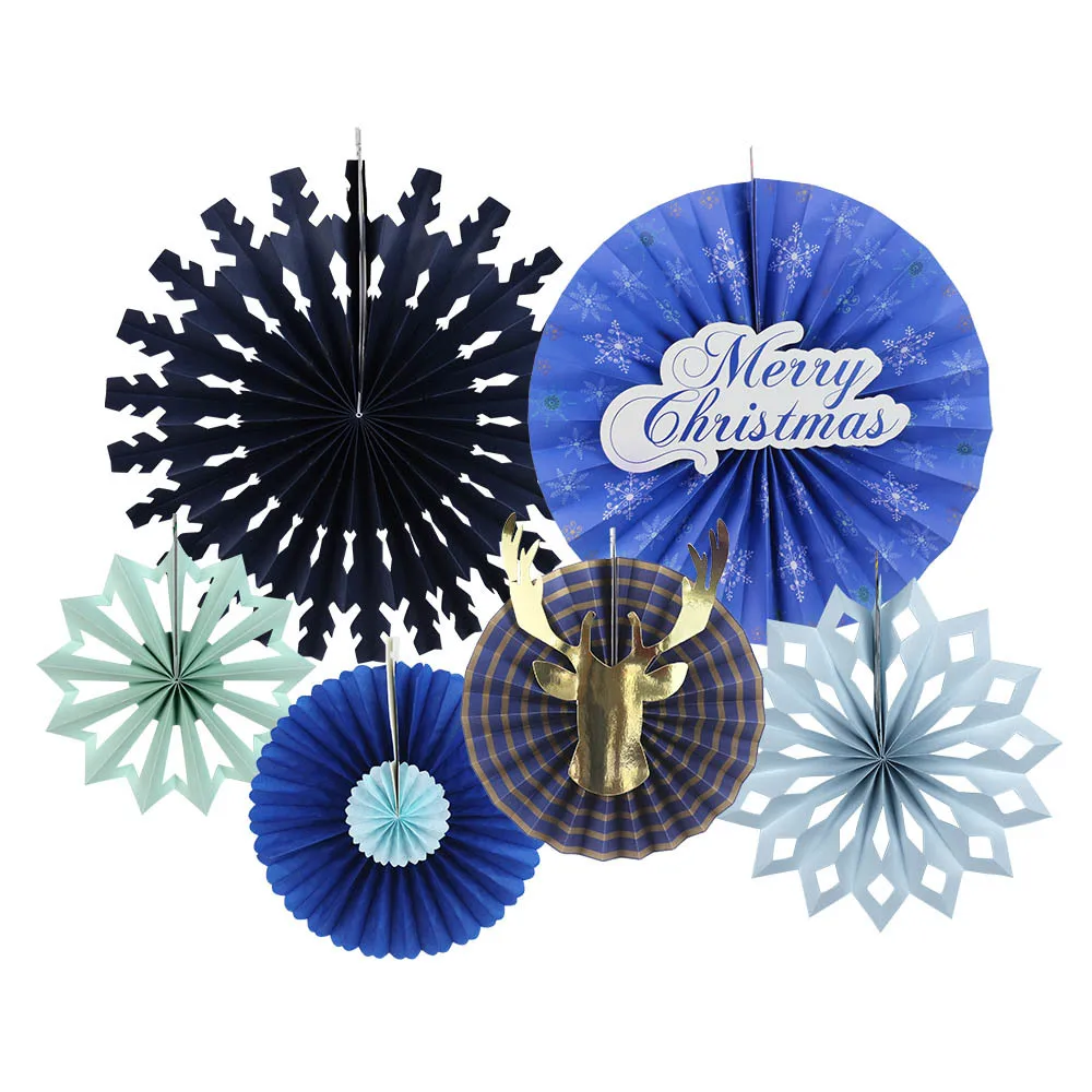 

2017 NEW Christmas Pinwheel Rosettes Paper Fans Decor Holiday Backdrop Xmas Paper Craft Kit Party Rosettes Christmas Tree Decor