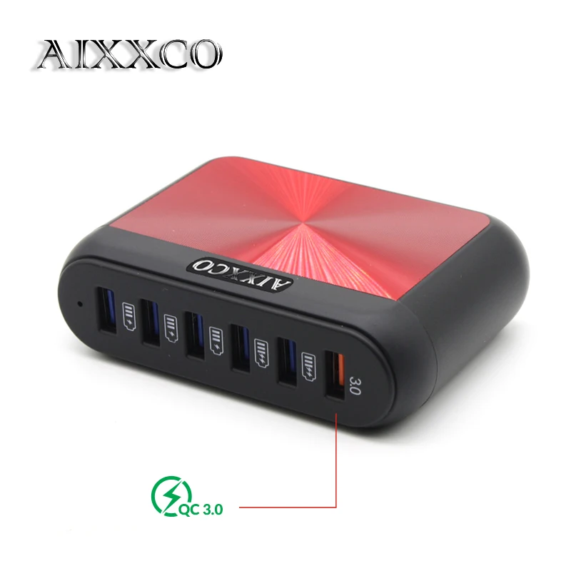 [6 портов] AIXXCO 6A QC3.0 Quick Charge 3,0 USB зарядное устройство для Xiaomi для LG G5 быстрое зарядное устройство адаптер EU US