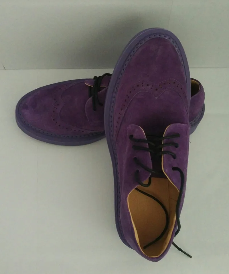 OULYYYOGO/сезон весна-лето; Женская обувь в винтажном британском стиле; женская замшевая обувь на плоской подошве со шнуровкой и круглым носком; повседневные оксфорды ярких цветов - Цвет: Purple