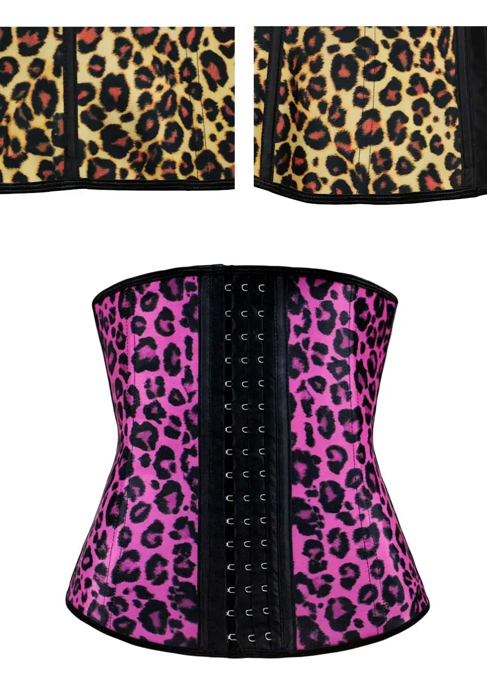 NB1055 01 Atbuty Leopard Waist Trainer Latex Waist Cincher Workout Steel Boned Corsets Body Shaper Girdles Slimming Underwear (10)