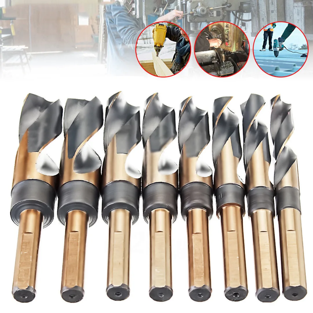 DWZ 8Pcs Lathe Reduced Shank HSS Bench Twist Drill Bit Set CNC Metric 14-25.5mm