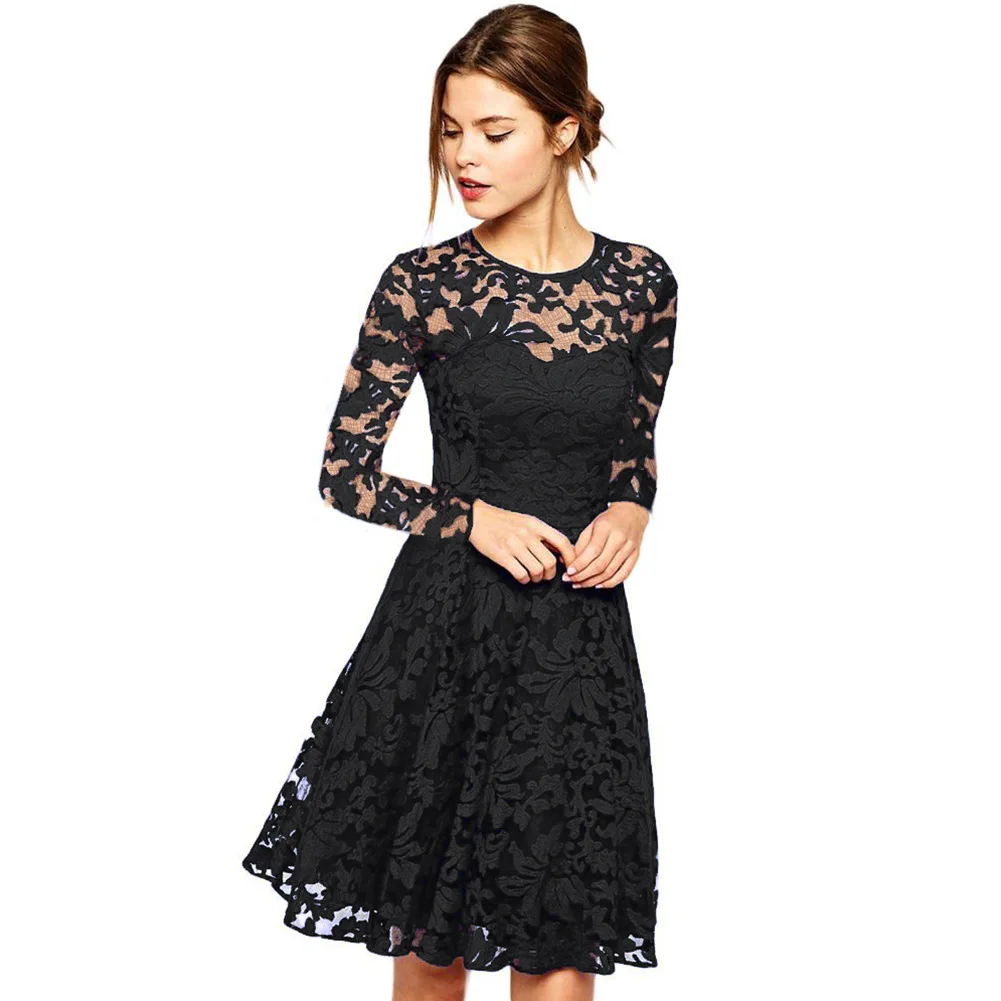 Dresses Lace Dress Women Spring Summer 2018 Plus Size XXL A-line Sexy Club Party Tunic Slim Vintage Elegant Summer Lace Dresses