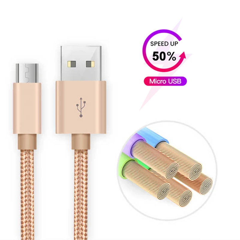 

Micro USB Cable 2A Fast Charging Microusb Charger Cable For Samsung Xiaomi Redmi Note 5 Huawei HTC LG Nylon Android Phone Cables