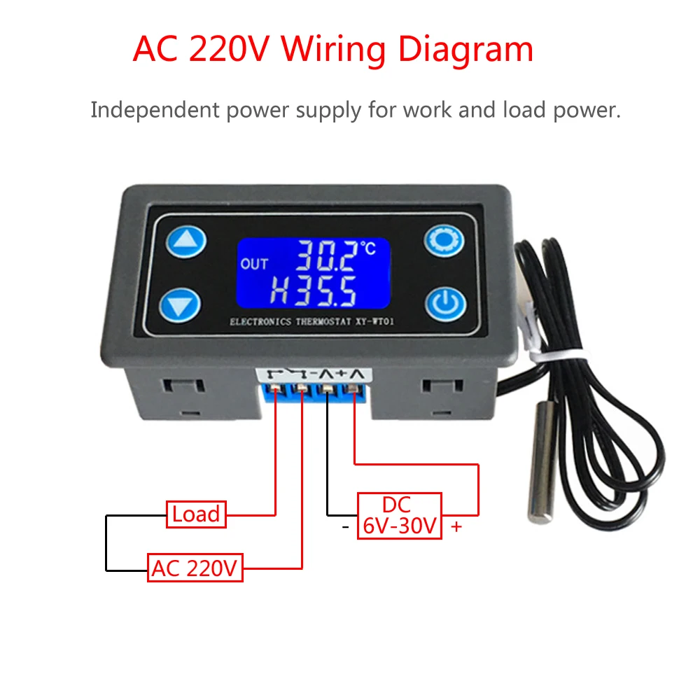 Термостата охлаждения и нагрева Температура контроллер ЖК-дисплей Дисплей с источником питания от постоянного тока, 6 V-30 V Цифровой Температура модуль контроллера