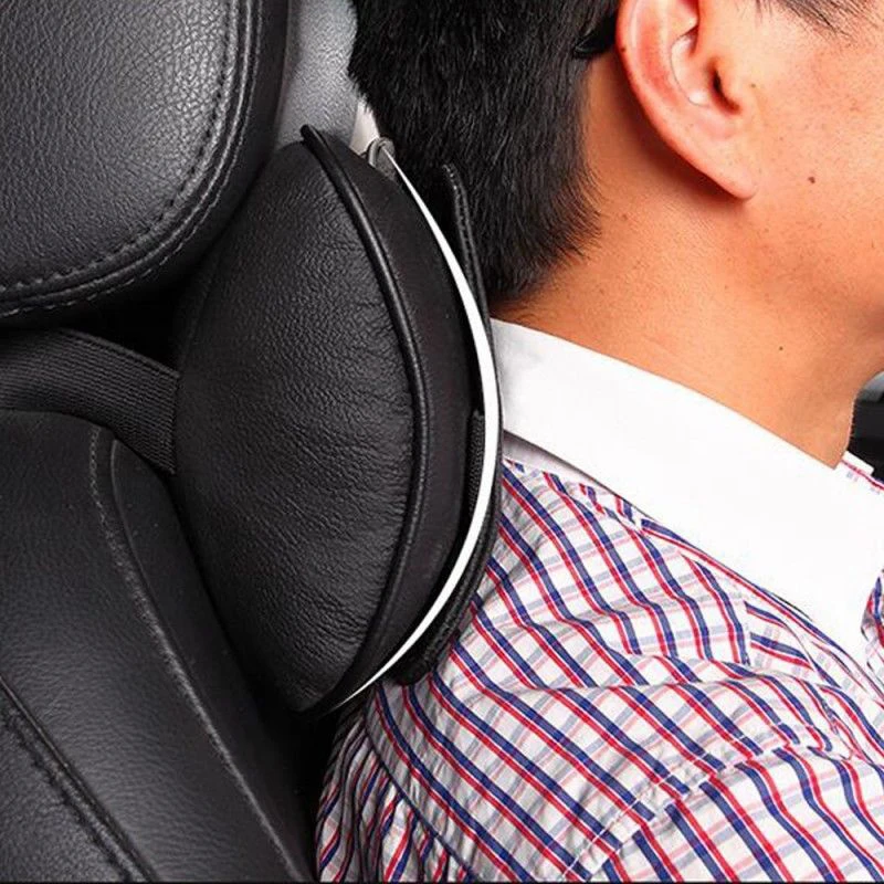 2X Black Leather Car Truck Vehicle Neck Rest Headrest Pillow Cushion Universal