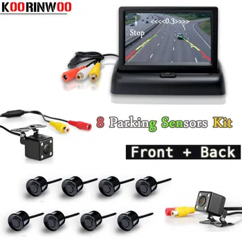 

Koorinwoo Dual Core Car Parking Sensors 8 Parking Assist 4.3 Car Monitor Folding Radar Alarm Font Camera Rear view Camera Safe
