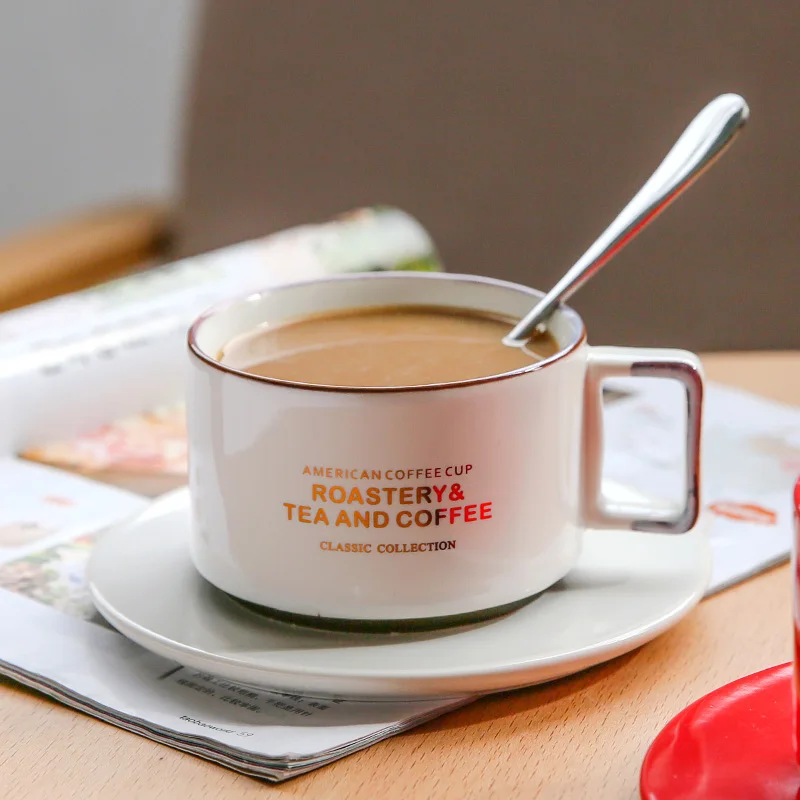 Творческий американский стиль Кофейные Наборы с ложкой Континентальный чайный набор чашек простой бытовой матовый цвет керамические кофейные чашки подарок