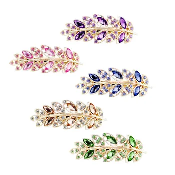 

Pack of 5 Hair Clips Alloy Leaf Shape Creative Rhinestone Elegant Durable Hair Accessory Hair Pins for Girls Women Ladies