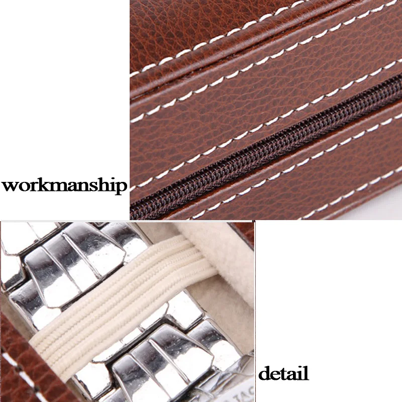 Top Quality 8 Grids Leather Watch Box Luxury Zipper style for travelling storage Jewelry Watch Collector Cases Organizer Box