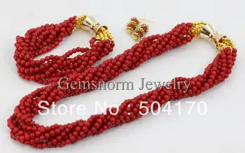 

Indian Bridal Jewelry Set Strands African Coral Beads Jewelry Set Free Shipping CNR117