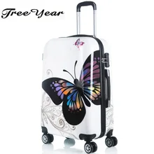 Heiße verkäufe frauen schmetterling ABS trolley koffer gepäck 12 “20” 24 “design internat trolley taschen Trolley gepäck Koffer