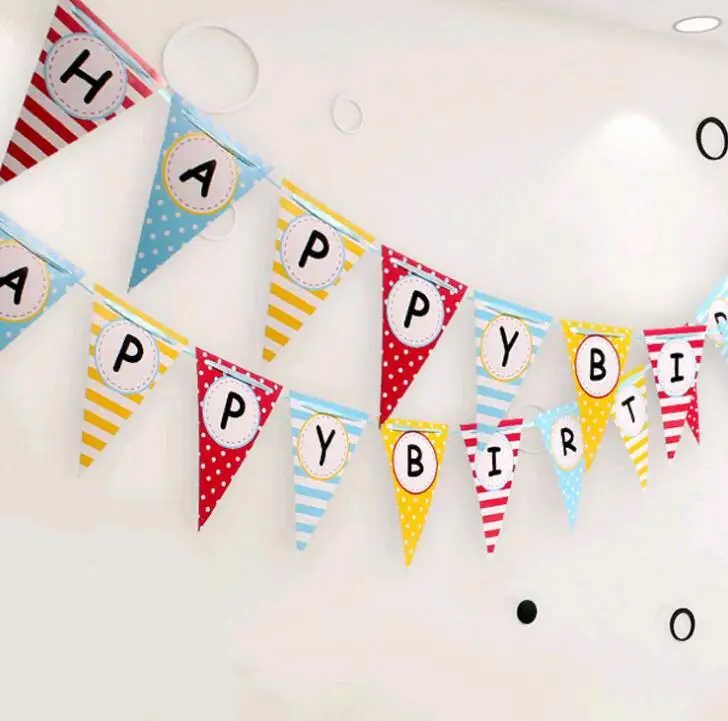 Image Party supplies 2.6 Bunny Happy Birthday Letters theme party kids birthday party decoration paper banner bunting pennant  flags