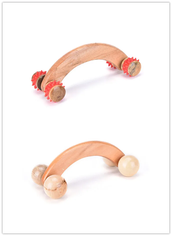 Mini 4 Wheels Wooden Roller Massage Relaxation Body Arms Legs Foot Back Massager Lunar Rover Vehicle Roller Massage 2 Styles