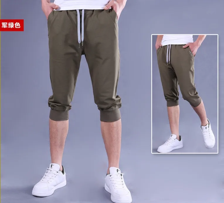 Новые летние мужские модные укороченные брюки мужские капри мужские повседневные капри брюки для мальчиков повседневные брюки