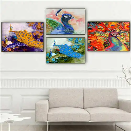 

Custom Peacock art (1) Poster tree art Printing Posters Cloth Fabric Wall Art Pictures For Living Room Decor#18-12-05-157