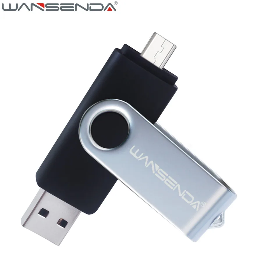 WANSENDA 128 ГБ 256 Гб OTG USB флеш-накопитель смартфон OTG накопитель 8 ГБ 16 ГБ 32 ГБ 64 Гб высокоскоростная USB карта памяти флешка - Цвет: Черный