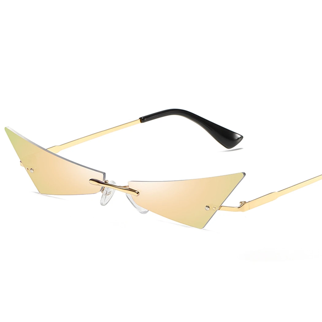 Women Rimless Cat Eye Sunglasses Ladies Hip Hop Shades Vintage Narrow Triangle Cateyes Sunglass UV400 Cateye Sunglass Eyewear