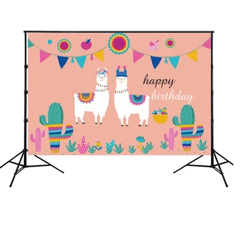 

HUAYI fiesta themed birthday party backdrop for Mexican Fiesta Party decor Supplies Cactus Party Alpaca photo background W-1917