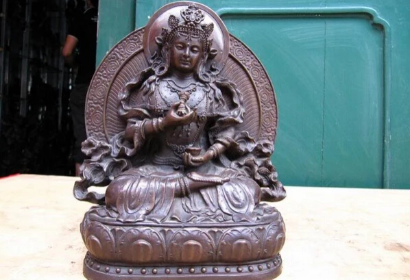 

150401 S0938 9 Chinese Pure Copper Bronze Vajradhara Kwan-Yin Guan Yin Buddha Statue
