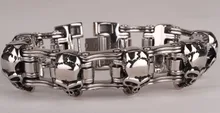 Hombres brazalete de acero inoxidable 316L pesado joyería del motorista de los hombres cráneo pulsera al por mayor de dropshipping 129
