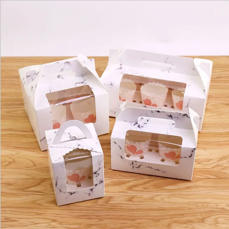 

10PCS Marbling muffin box pack Style Marble Pattern Candy Boxes Macaroon Cake Boxes Biscuits Boxes for Baking Decoration Package
