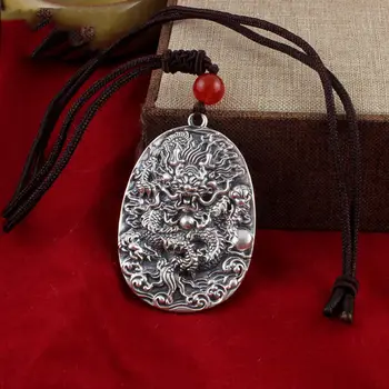 

New Solid 990 Sterling Silver Pendant Powerful Dragon Pendant 45mm H