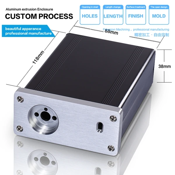 

Aluminum extrusion case enclosure with DIY industry 88*38-118 mm(wxhxl) box aluminum
