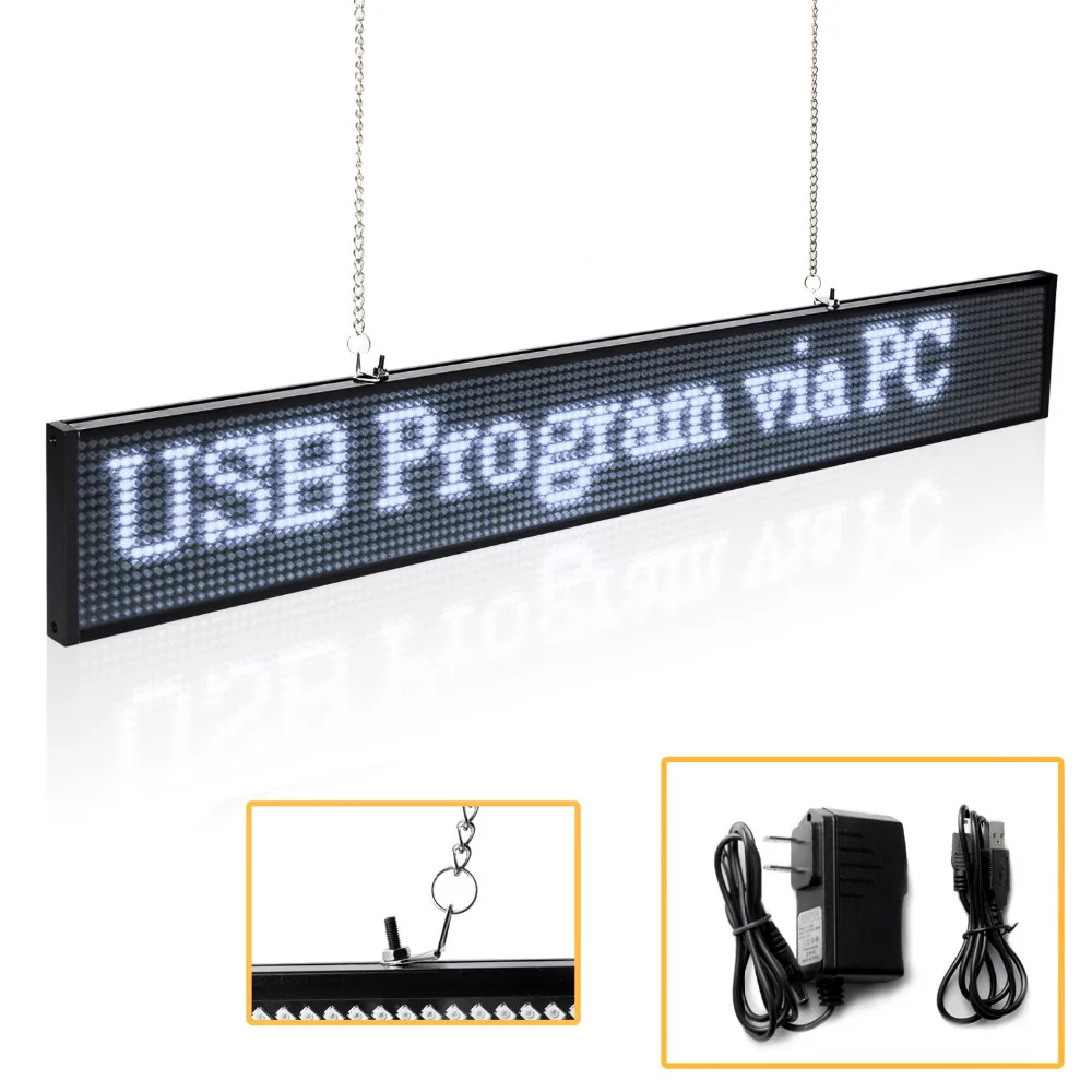 50CM White Color P5 SMD Led Sign Programmable Scrolling Message LED Display Board Countdown Time Support Russian Indoor For Shop 50CM White Color P5 SMD Led Sign Programmable Scrolling Message LED Display Board Countdown Time Support Russian Indoor For Shop