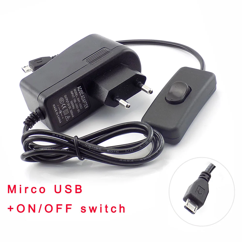 Микро USB AC в DC адаптер питания зарядное устройство DC 5V 3A EU US Plug 100 V-240 V 3000mA переключатель преобразователя для планшета Raspberry B PI