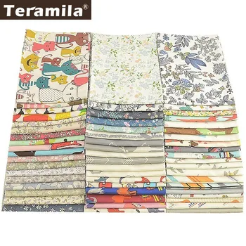 

Teramila 100% Cotton Fabric Flowers Animal Cartoon Design Telas Patchwork Algodon Cloth 50x50cm Tissu DIY Baby Quilts Cushion