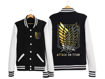 

Attack on titan baseball jacket shingeki no kyojin Scratched Velvet fashion casual hoodies Sweatshirt cosplay anime costume