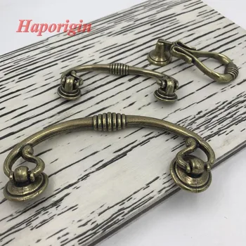 

2x Antiuqe Bronze Kitchen Cabinet Drawer Knobs Euro-Style Furniture Handles Cupboard Closet Wardrobe Drawer Pulls Haporigin