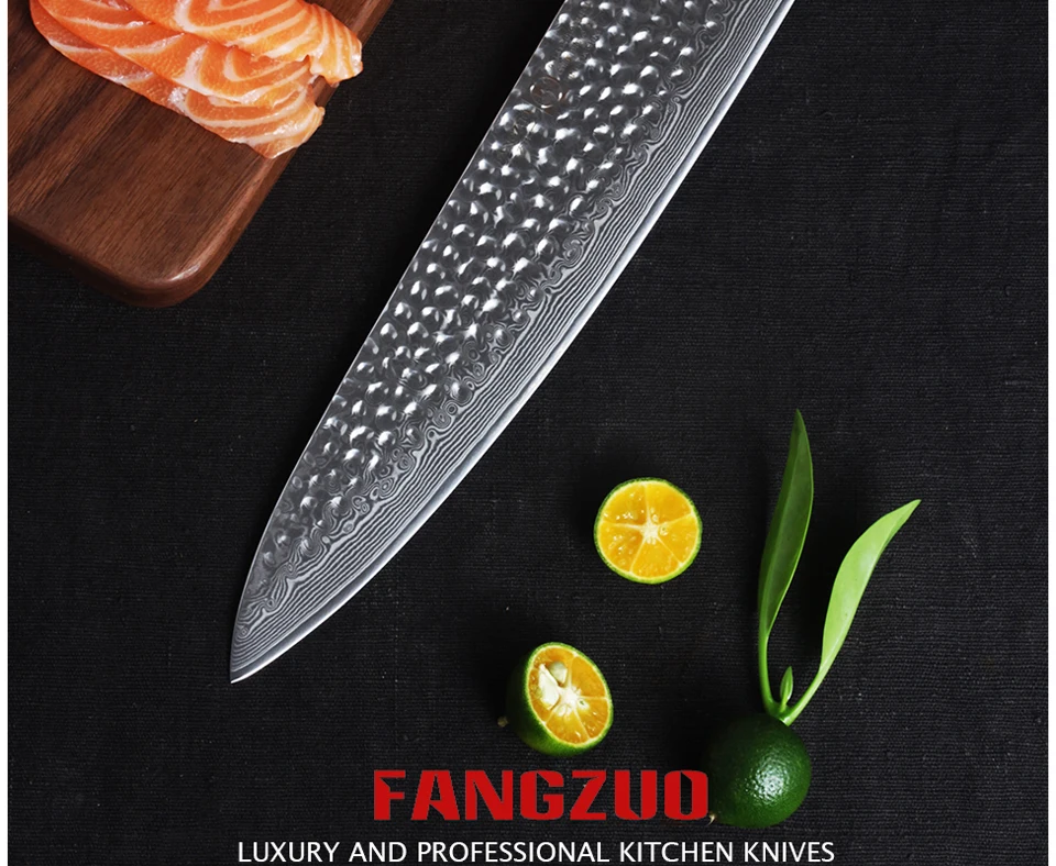 FANGZUO 10 дюймов нож шеф-повара японские Дамасские Стальные Кухонные ножи лучшего качества профессиональный нож gyuto для отеля и ресторана