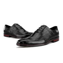 Крокодиловая кожа коричневый/черный свадебные туфли жениха Мужские модельные туфли из натуральной кожи оксфорды деловые туфли мужские социальные туфли