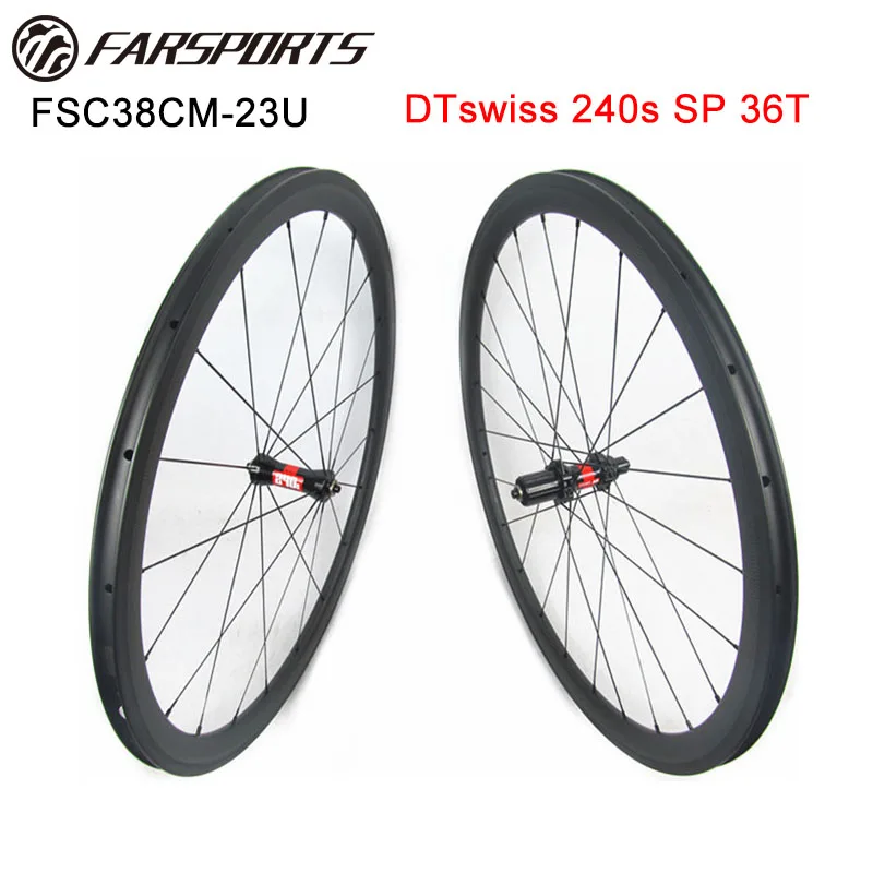 High end Chinese carbon wheelset 38mm 23mm 700C carbon fiber bicycle wheelsets DT240 hub 36 ratchets Sapim aero spokes 20H/24H