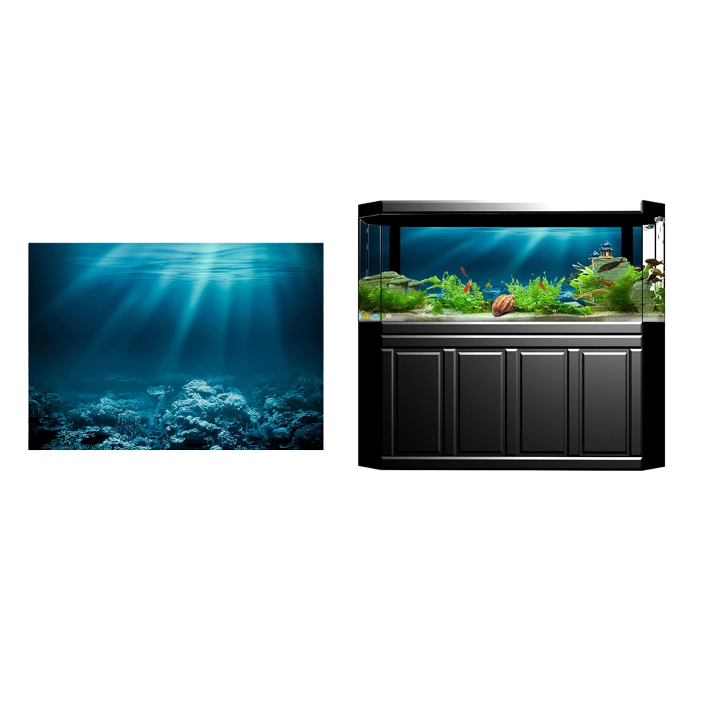 3D Wall Sticker Art Decor Poster Undersea Decorative Aquarium 3D Background Sticker Fish Tank Wall Decoration Painting PVC