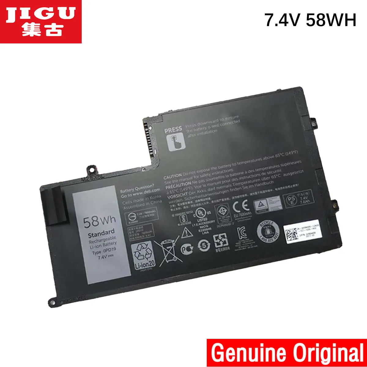 JIGU 7,4 В 58WH ноутбук Батарея 00PD19 01v2f6 0DFVYN 0PD19 5MD4V R77WV TRHFF для DELL Inspiron N5447 5442 5443