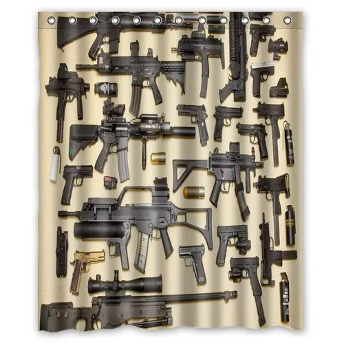 CHARMHOME Custom Firearms Guns Shower Curtain Stylish Waterproof