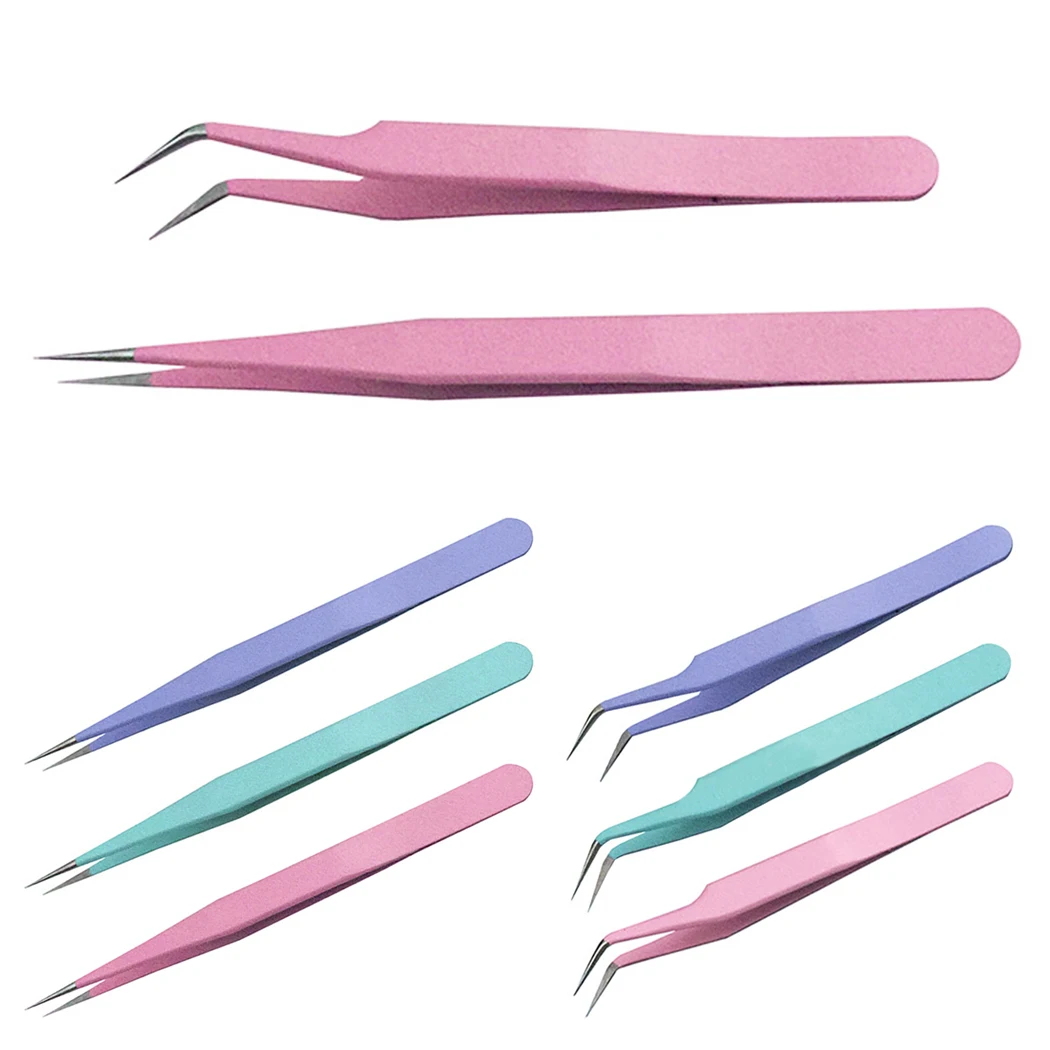 Curved Straight Individual Stainless Safe Anti-static Steel Tweezers Repair Maintenance Eyelash Tool | Красота и здоровье