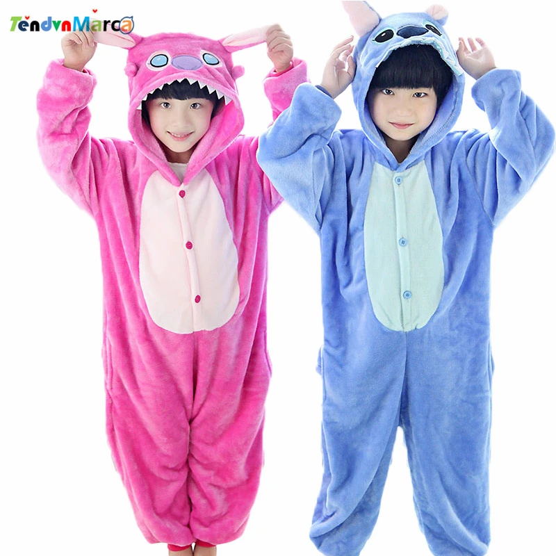 

New Year Lilo Stitch Children's Cartoon Animal pajamas Flannel for Boys Girls pijama Onesie Pyjamas Birthday & Christmas Gifts
