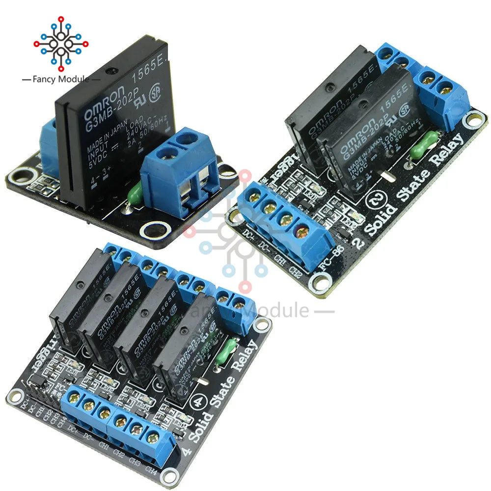 

5V DC 1/ 2/ 4 Channel Solid-State Relay Board Module For Arduino High Level Fuse For Arduino SSR G3MB-202P