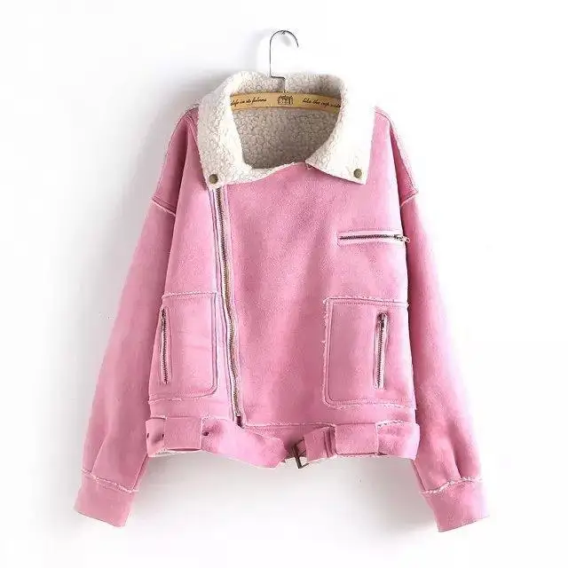 

Thicken  The New Winter Fashion Lady Pink Suede Jacket All-match Flagship Fashion Fur Coat Lady Jacket  Womens Winter Coat Slim