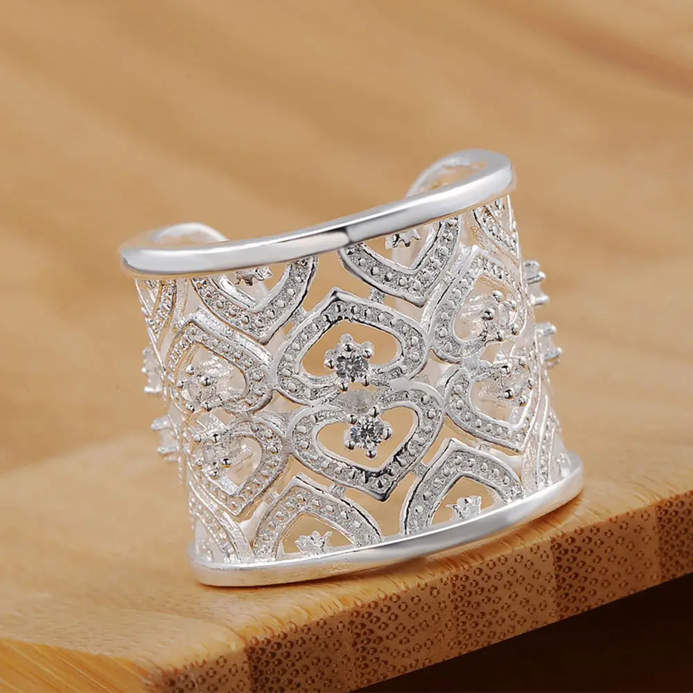 

kinsle R106 Christmas gift free shipping wholesale Lovely crystal silver color ring high quality fashion classic Jewelry women