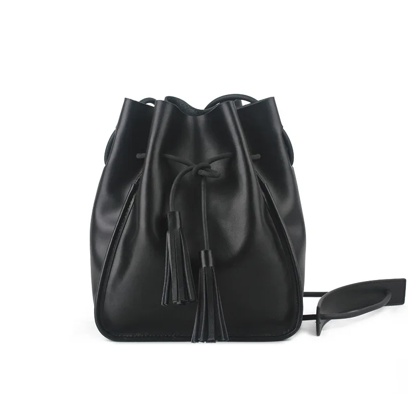 Кевин Юн роскошная женская сумка из натуральной кожи, модные дизайнерские сумки-ковши, женские сумки-мессенджеры - Цвет: Черный