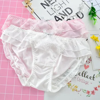 

Japanese Girl Fine Milk Silk Bronzing Bow Bright Jingjing Ladies Sweet Student Underwear JF1018