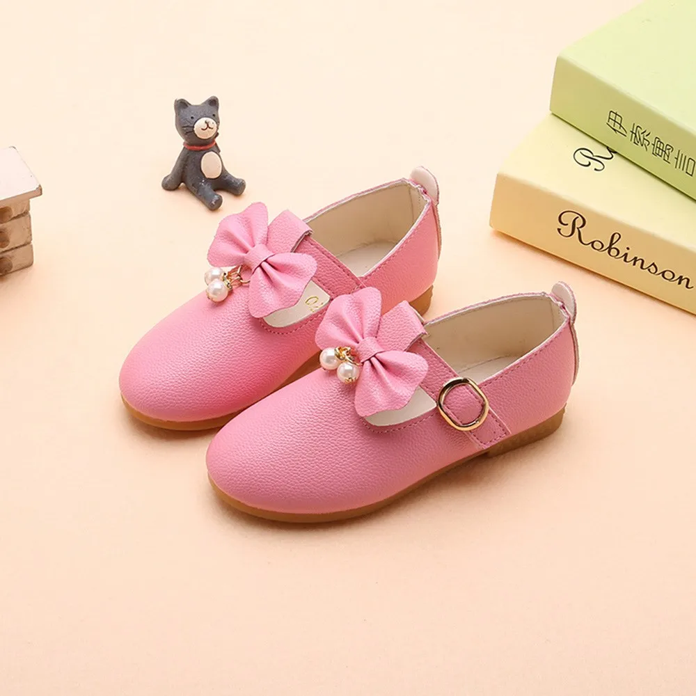 Обувь для маленьких девочек; детская однотонная кожаная обувь принцессы с бантом и жемчугом; Повседневная обувь; детские кроссовки