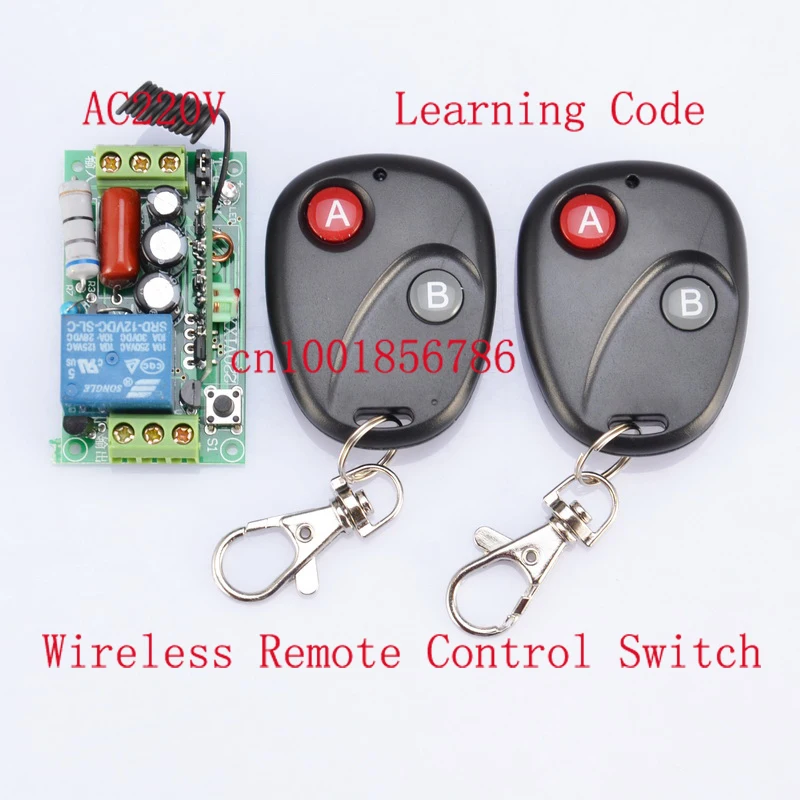 

Receiver & 2Transmitter 220V 1CH 10A RF Wireless Remote Switch For Light Lamp LED SMD ON OFF Momenrary Toggle Latched Adjustable