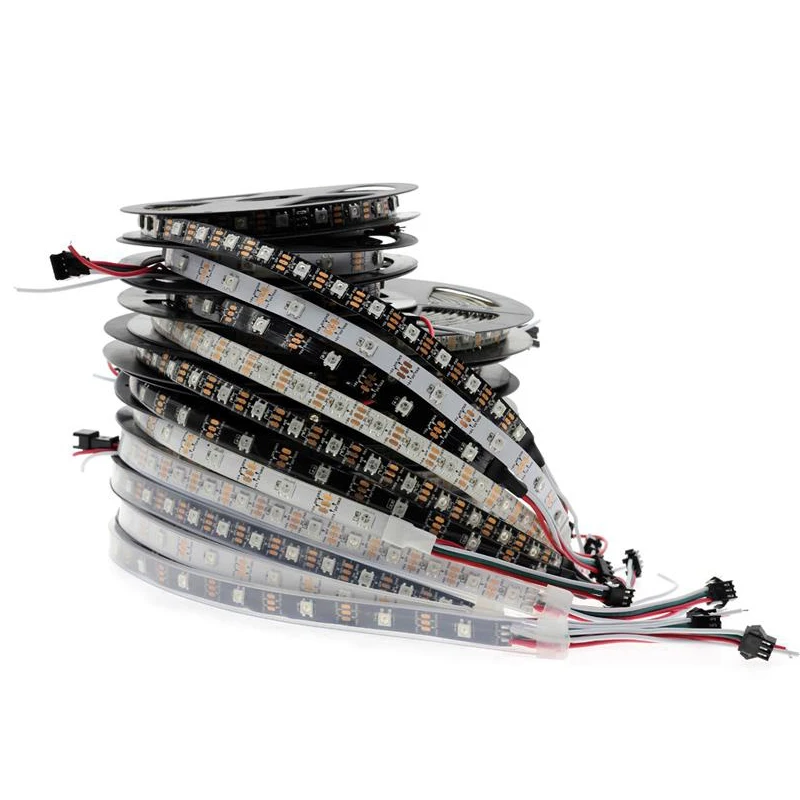 WS2812B Светодиодная лента 5050 RGB Водонепроницаемая ledstrip ws2812 5M программируемая мечта
